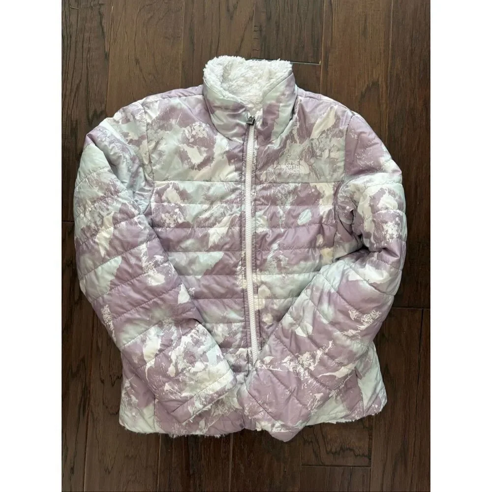 The North Face Girls Large Reversible Mossbud Swirl Purple Mountain Coat